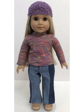 American Girl Doll Julie Meet Outfit Shirt, Pants, Hat, Sandals *OUTFIT ONLY* A